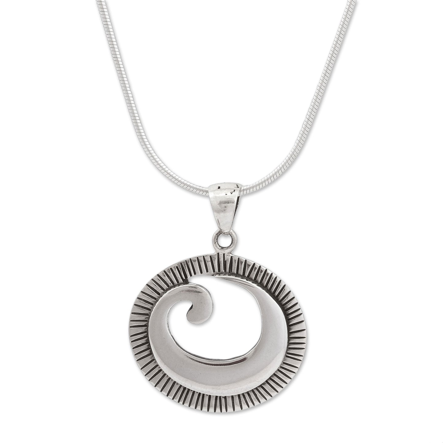 World of Waves Spiral Design Sterling Silver Pendant Necklace from Mexico