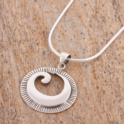 World of Waves Spiral Design Sterling Silver Pendant Necklace from Mexico