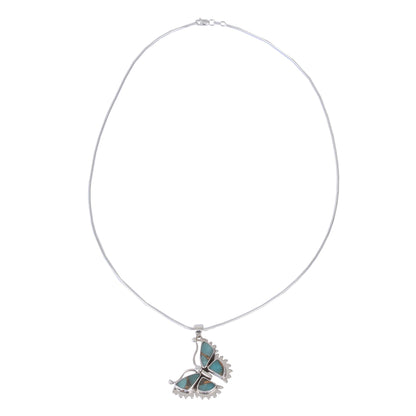 Happiness Soars Composite Turquoise and Sterling Silver Butterfly Necklace