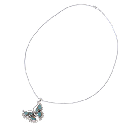 Happiness Soars Composite Turquoise and Sterling Silver Butterfly Necklace