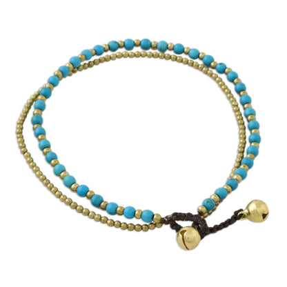 Ringing Beauty Brass and Calcite Beaded Anklet from Thailand