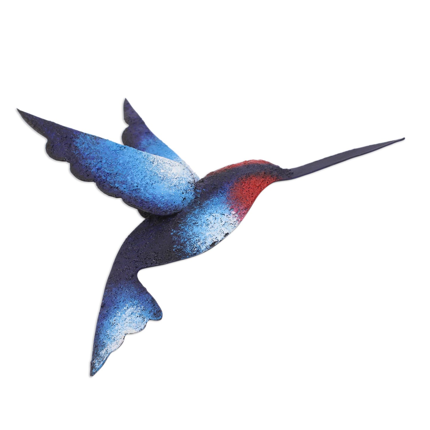 Delightful Blue Hummingbird Artisan Handcrafted Blue Hummingbird Steel Wall Sculpture