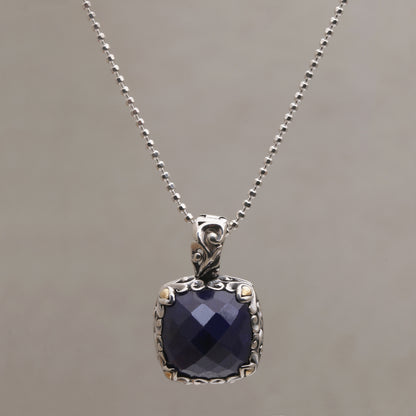 Majestic Eden Sapphire and Gold Accented Sterling Silver Pendant Necklace