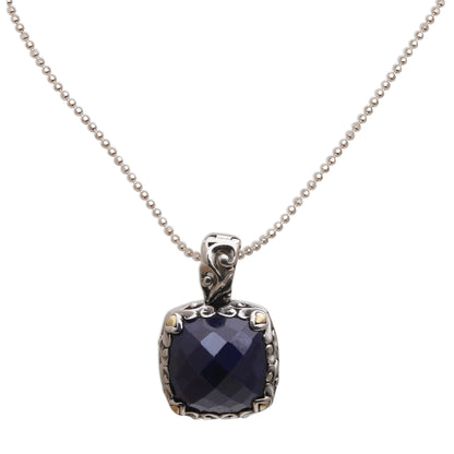 Majestic Eden Sapphire and Gold Accented Sterling Silver Pendant Necklace