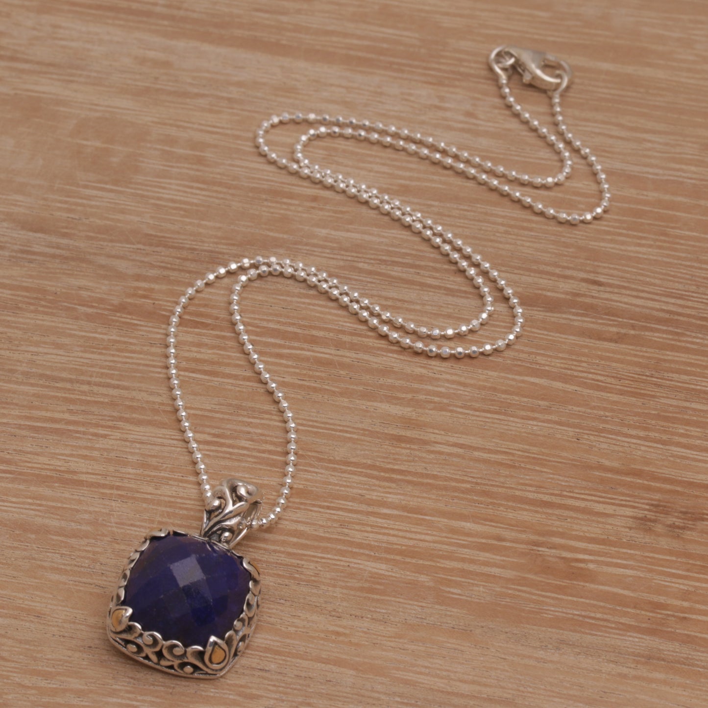 Majestic Eden Sapphire and Gold Accented Sterling Silver Pendant Necklace