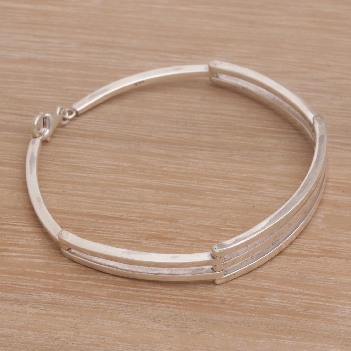 Ternion Men's Handmade Sterling Silver Bracelet from Bali