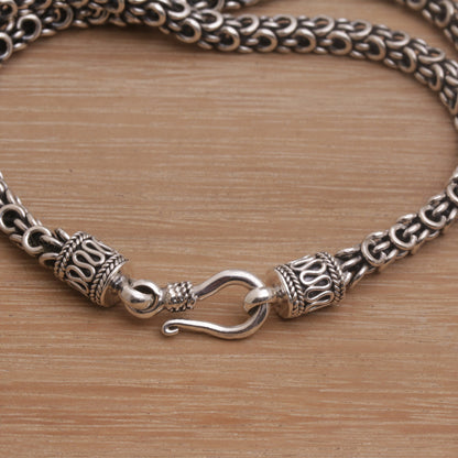 Sisik Charm Men's Handmade Sterling Silver Chain Necklace from Bali