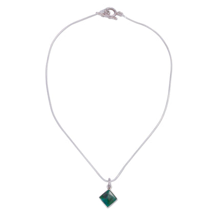 Evocative Color Chrysocolla and Silver Necklace Handcrafted in Peru