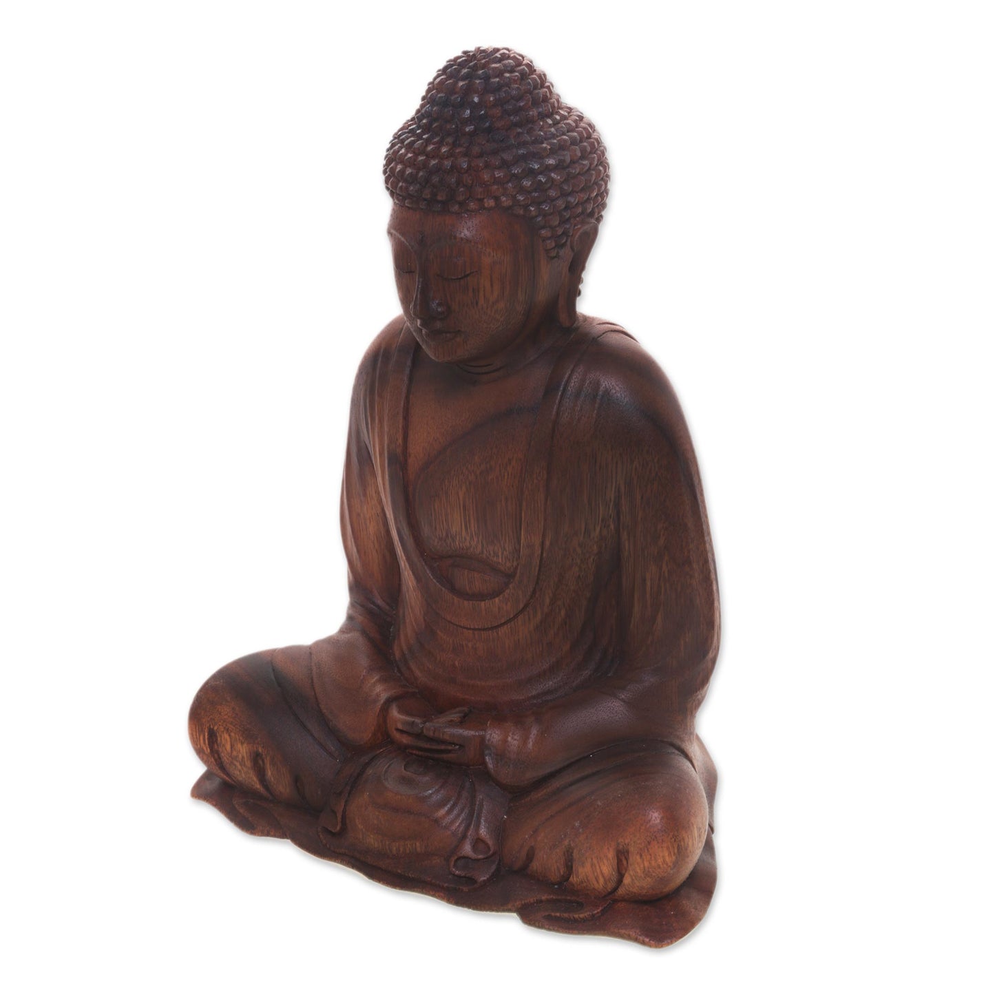 Serenity Buddha Hand Crafted Balinese Suar Wood Buddha Meditation Statuette