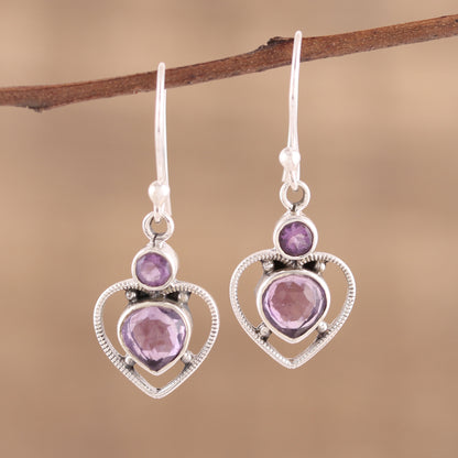 Lavender Heart Handmade 925 Sterling Silver Amethyst Heart Earrings