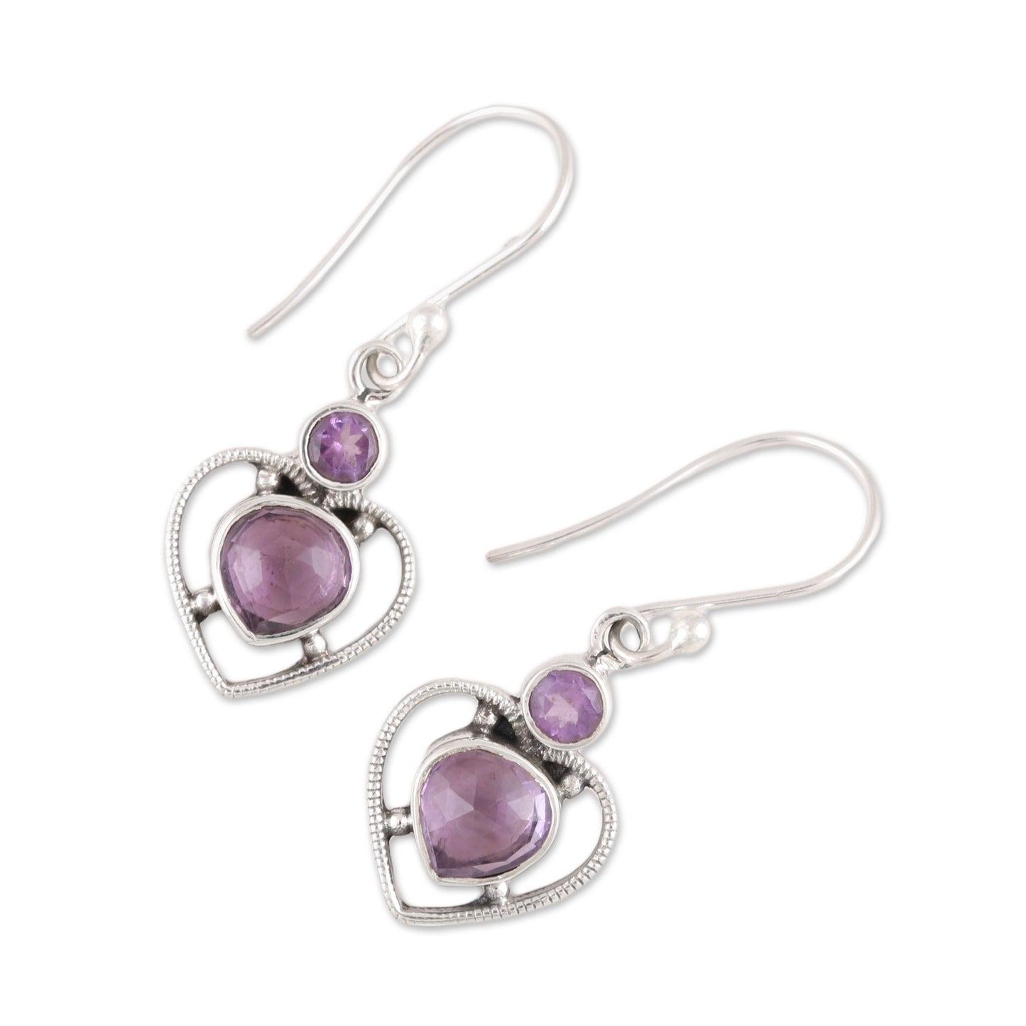 Lavender Heart Handmade 925 Sterling Silver Amethyst Heart Earrings