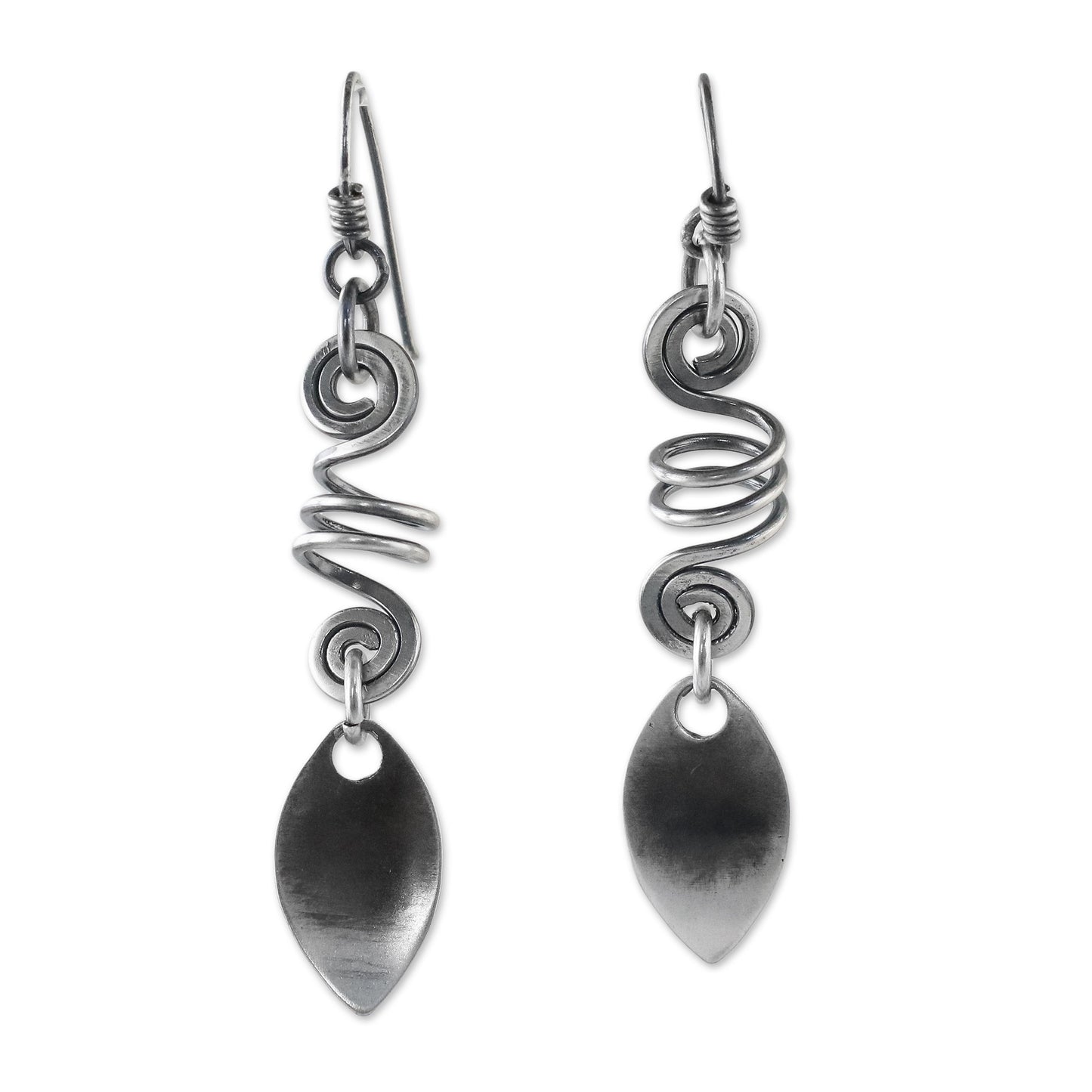 Garden View Sterling Silver Spiral Motif Dangle Earrings from Thailand