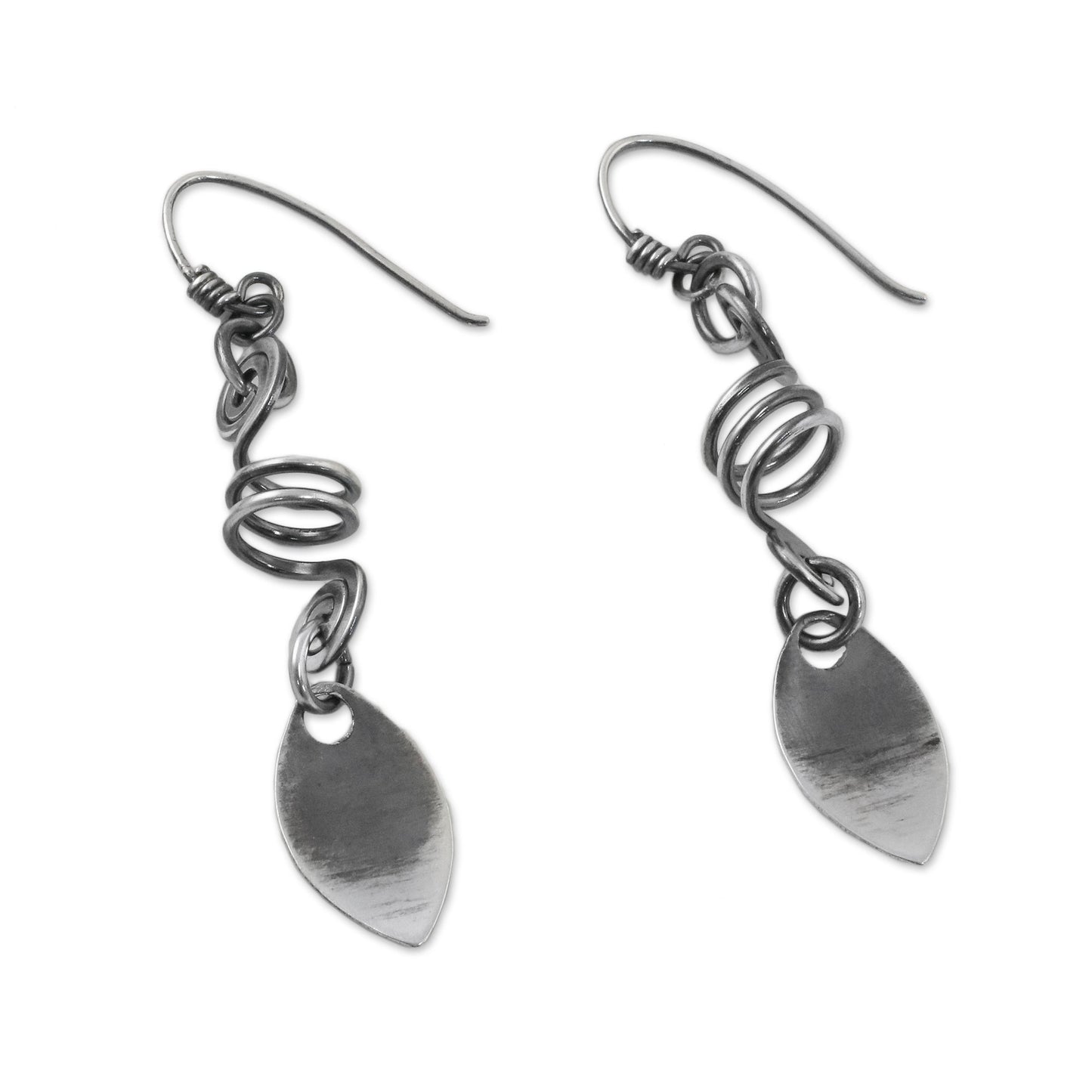 Garden View Sterling Silver Spiral Motif Dangle Earrings from Thailand