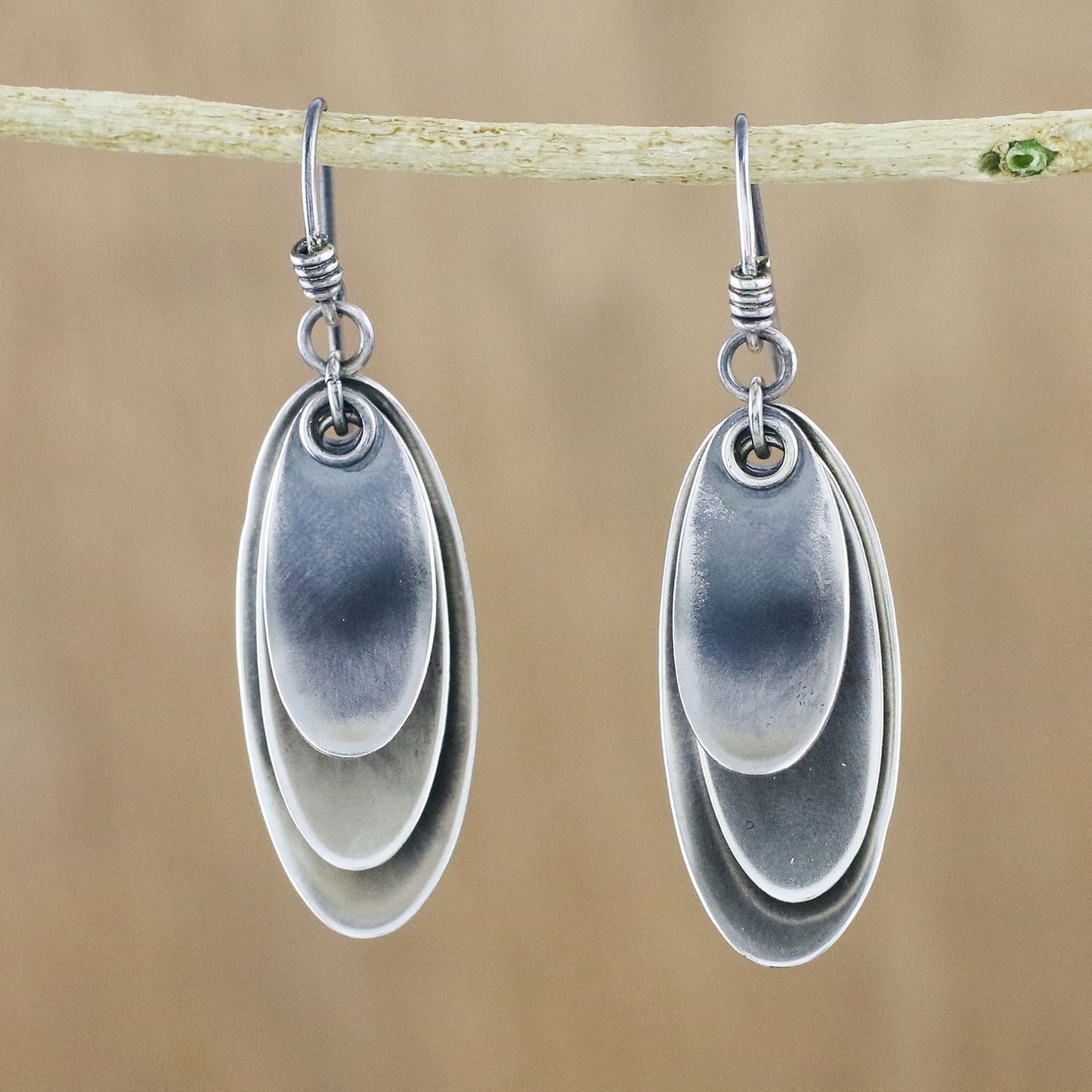 Mystical Trios Curvy Sterling Silver Dangle Earrings from Thailand