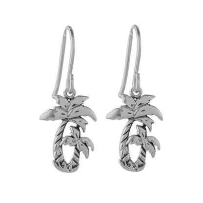 Paradise Palms Sterling Silver Twin Palm Dangle Earrings from Thailand