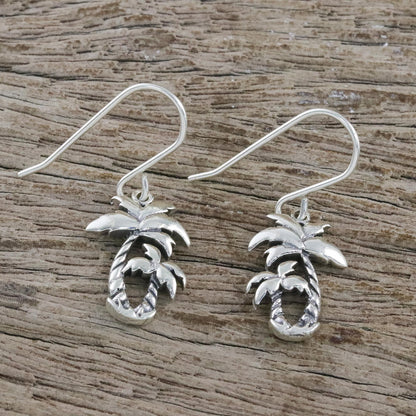 Paradise Palms Sterling Silver Twin Palm Dangle Earrings from Thailand