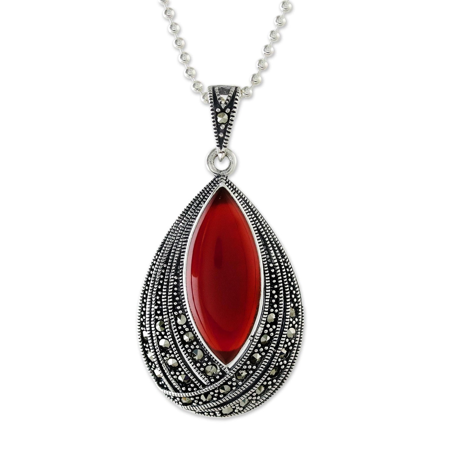 Scarlet Dance Red Onyx Pendant Necklace from Thailand