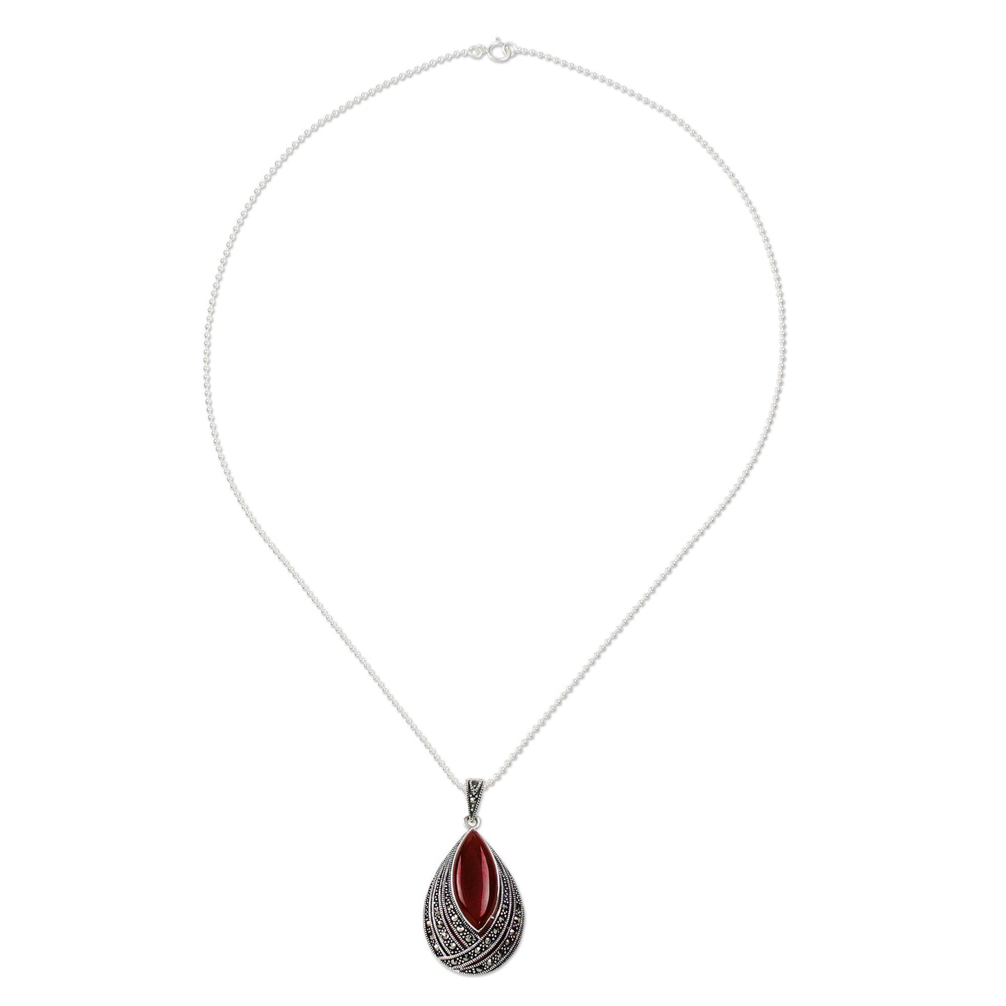 Scarlet Dance Red Onyx Pendant Necklace from Thailand