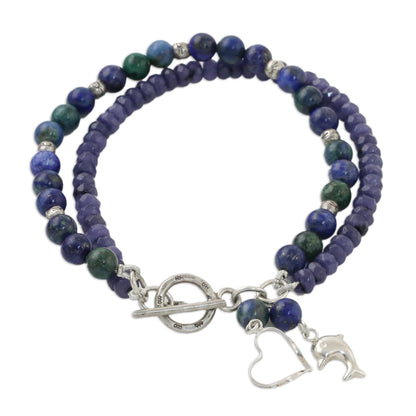 Dolphin Adventure Dolphin Themed Gemstone Bead Bracelet with 950 Silver