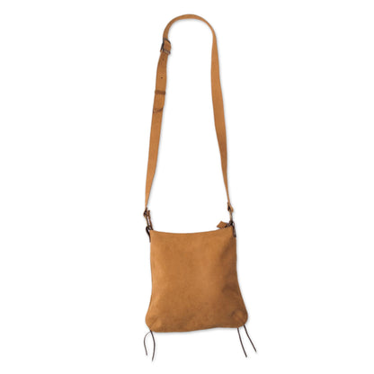 Lively Spiral in Caramel Handcrafted Suede Sling in Caramel from Peru