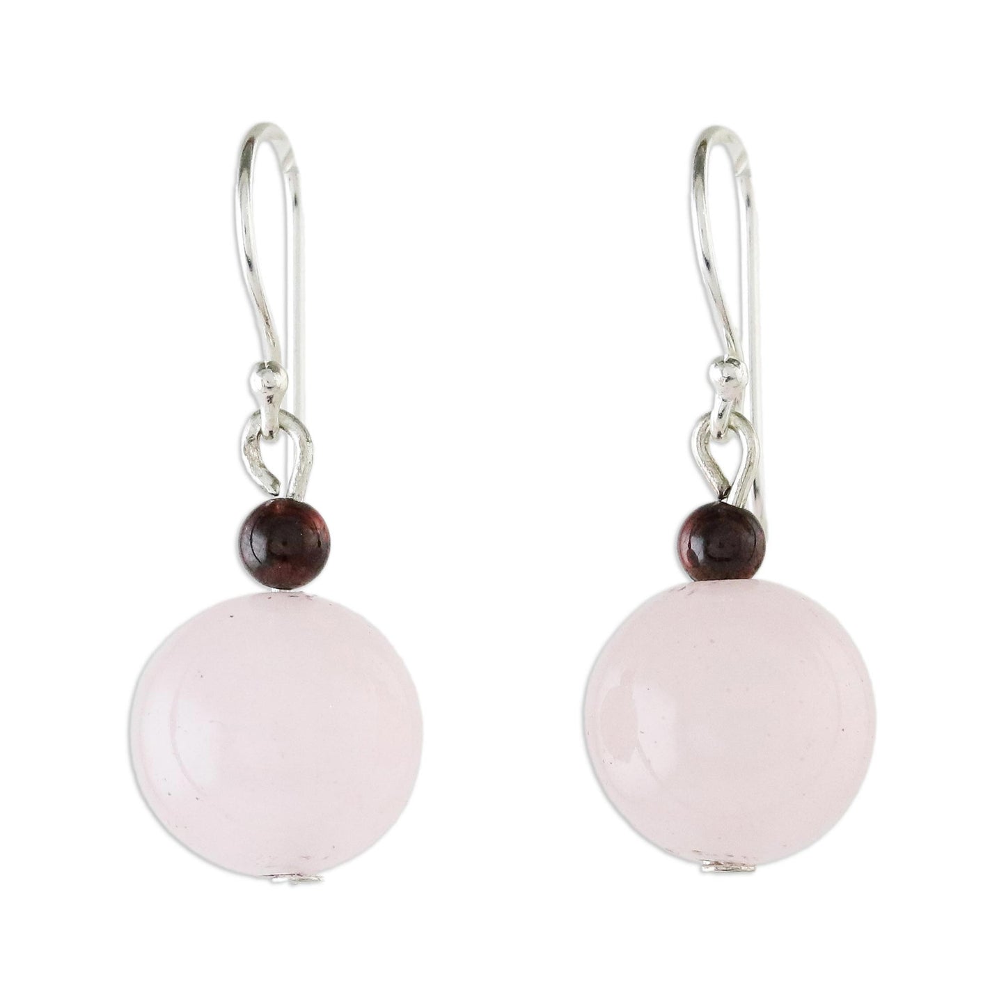 Sweet Candy Rose Quartz and Garnet Beaded Dangle Earrings