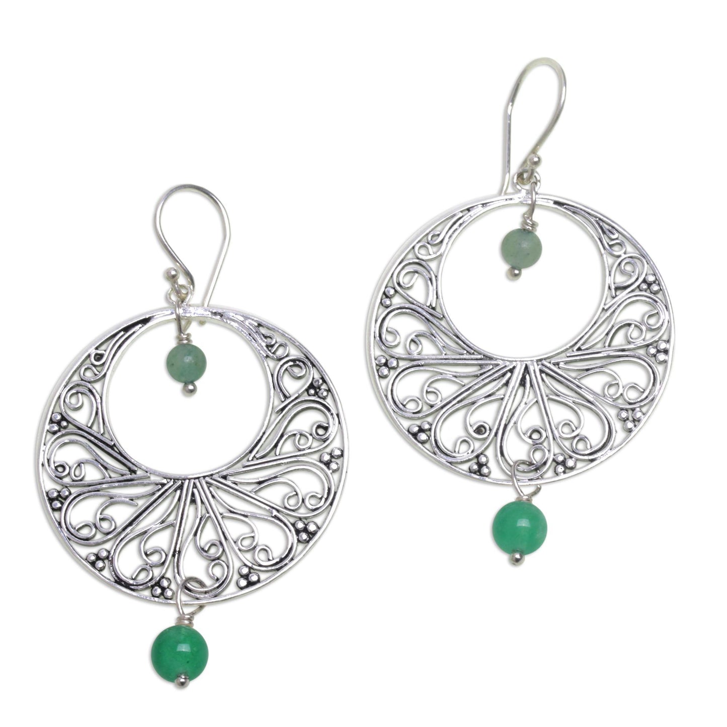 Ballroom Dance Handmade 925 Sterling Silver Green Quartz Dangle Earrings