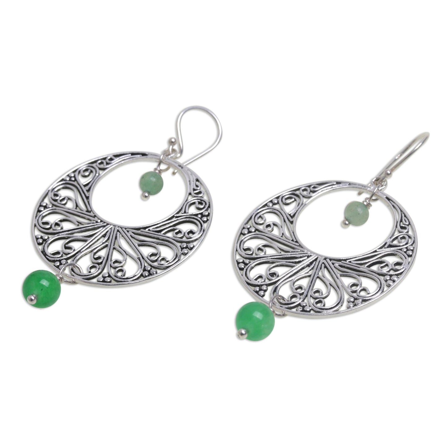 Ballroom Dance Handmade 925 Sterling Silver Green Quartz Dangle Earrings