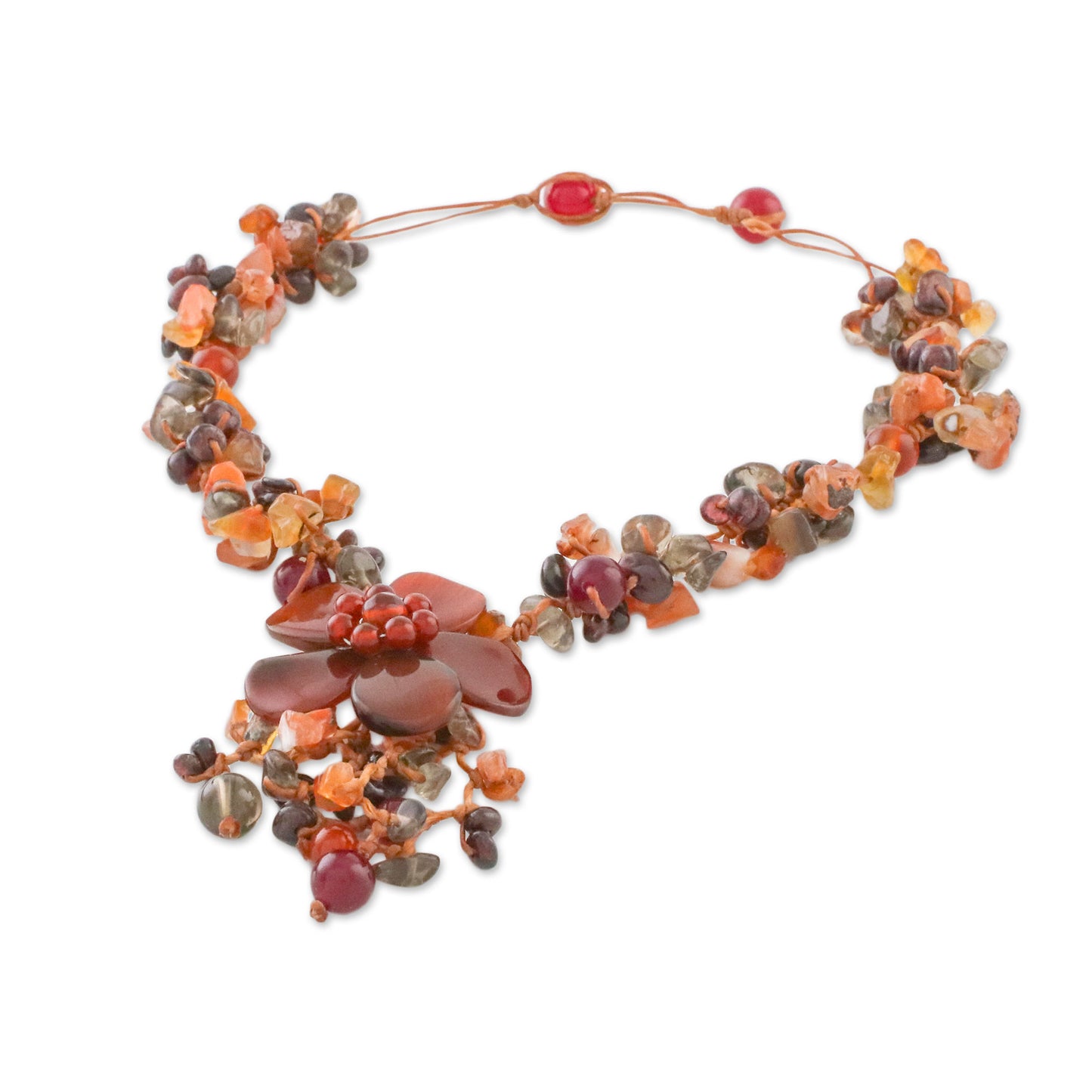 Dazzling Bloom Multi-Gem Flower Necklace