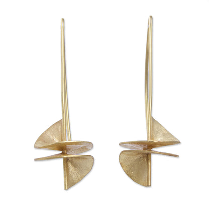 Seductive Spirals Modern Gold-Plated Sterling Silver Drop Earrings from Peru