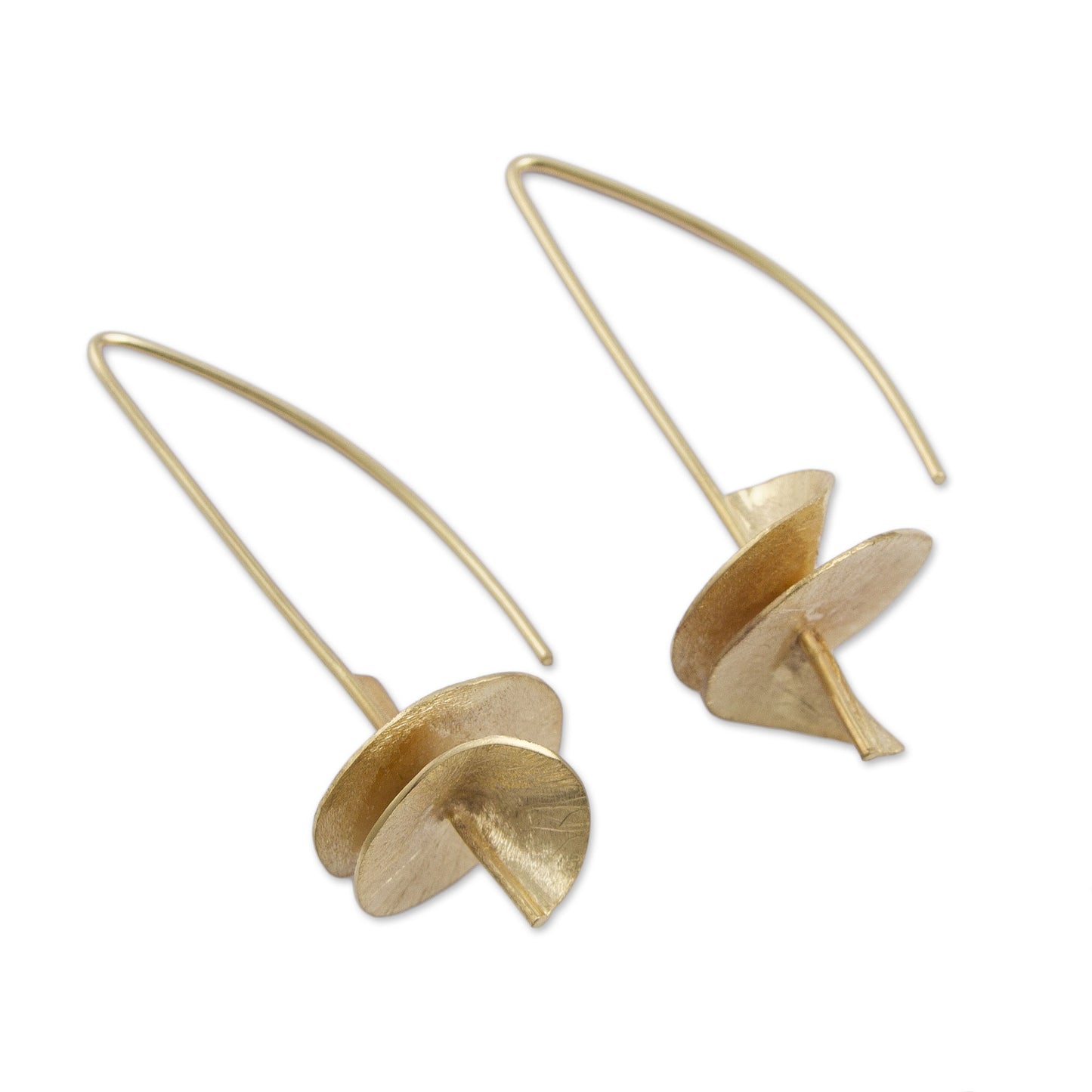 Seductive Spirals Modern Gold-Plated Sterling Silver Drop Earrings from Peru