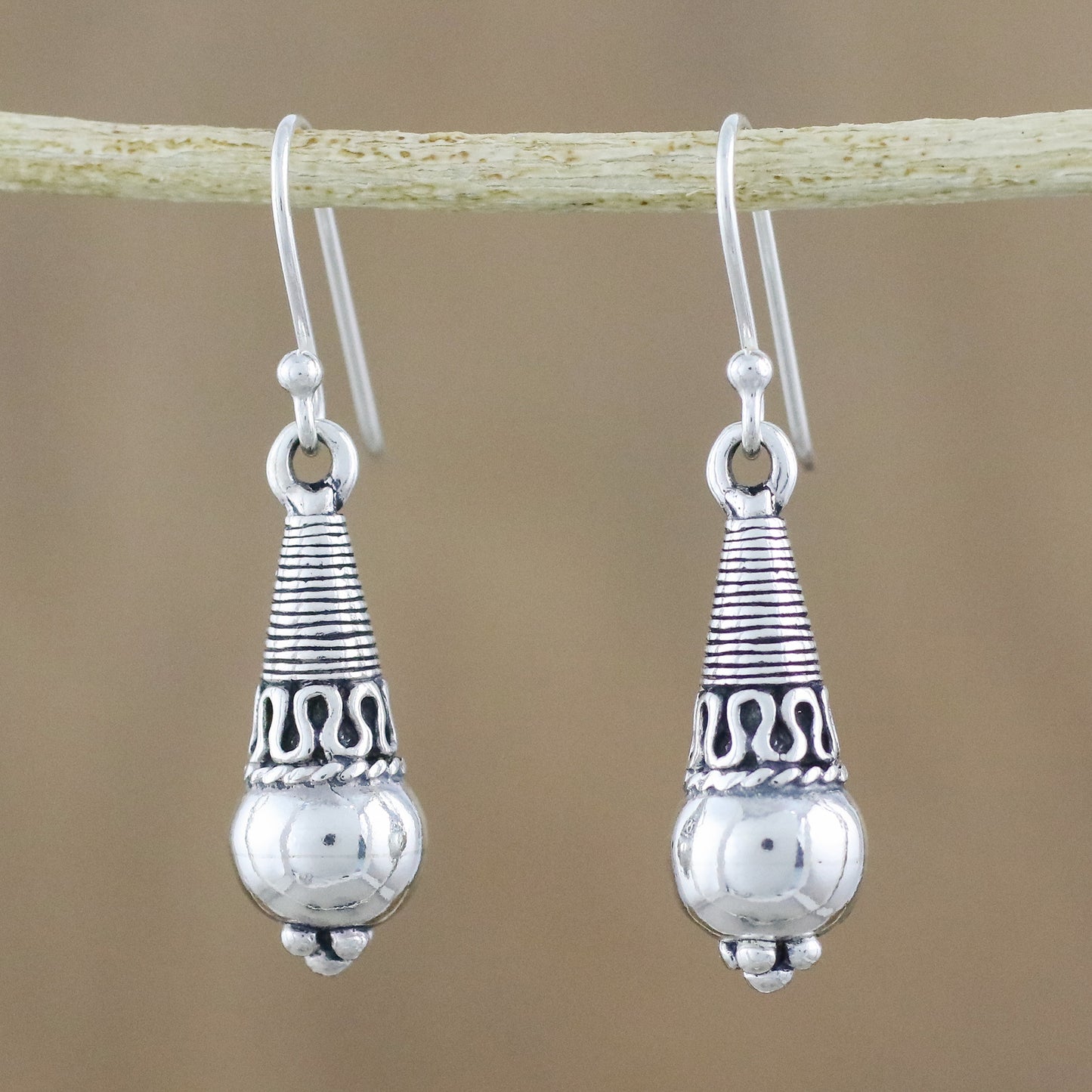 Orbs of Opulence Sterling Silver Dangle Earrings from Thailand