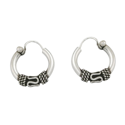 Thai Flair Hand Crafted Sterling Silver Hoop Earrings from Thailand