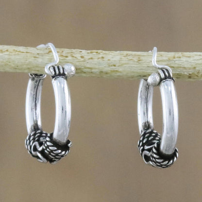 Thai Flair Hand Crafted Sterling Silver Hoop Earrings from Thailand