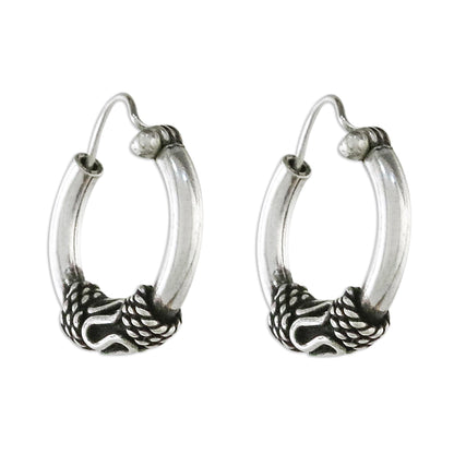 Thai Flair Hand Crafted Sterling Silver Hoop Earrings from Thailand