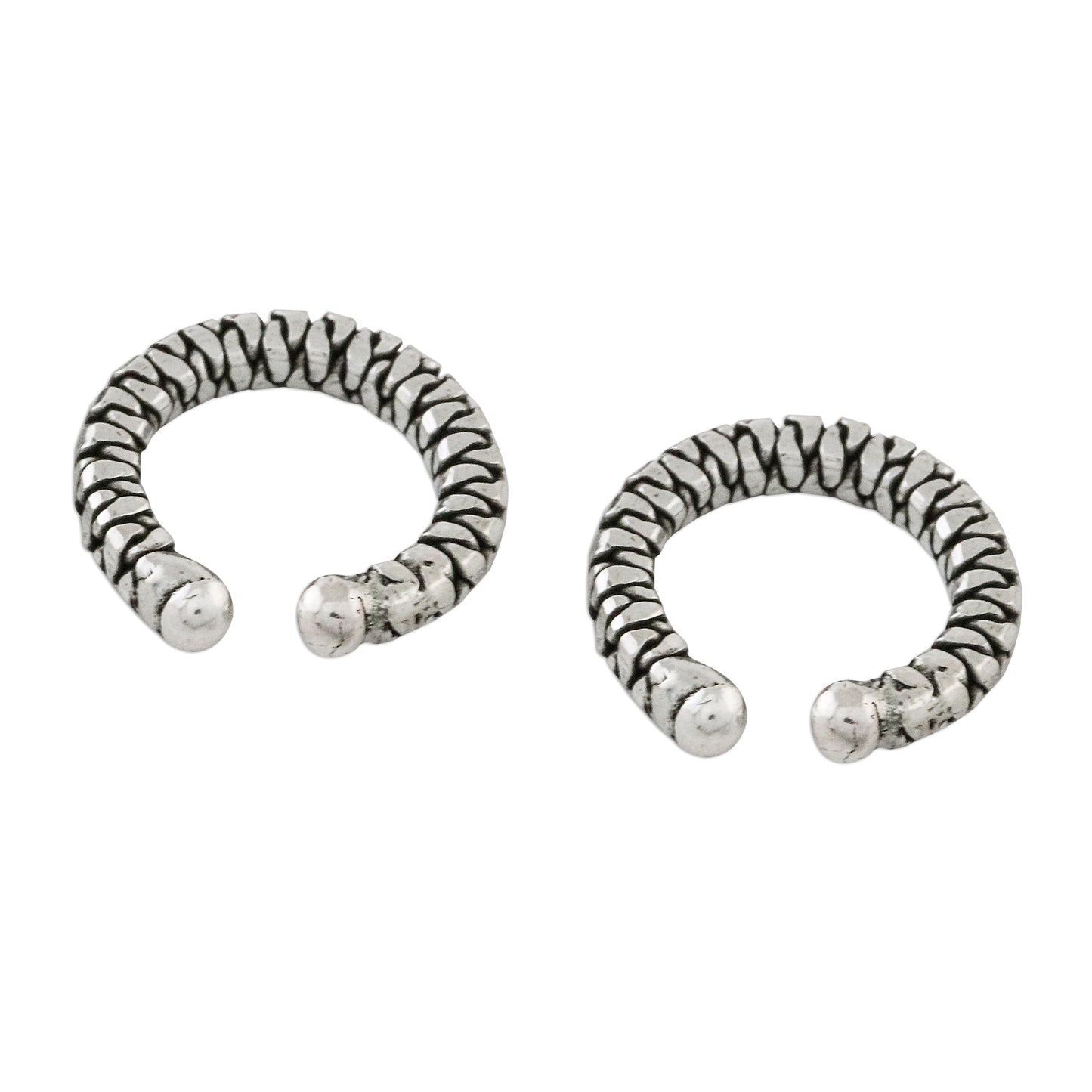 Earthy Braid Pair of Thai Sterling Silver Ear Cuff Earrings