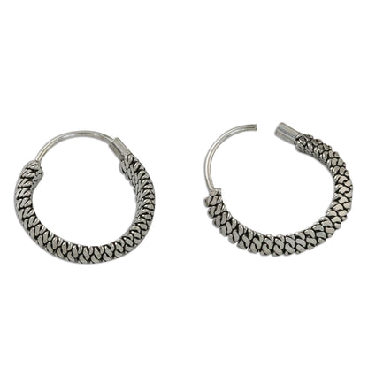 Charming Chain Chain Motif Sterling Silver Hoop Earrings from Thailand