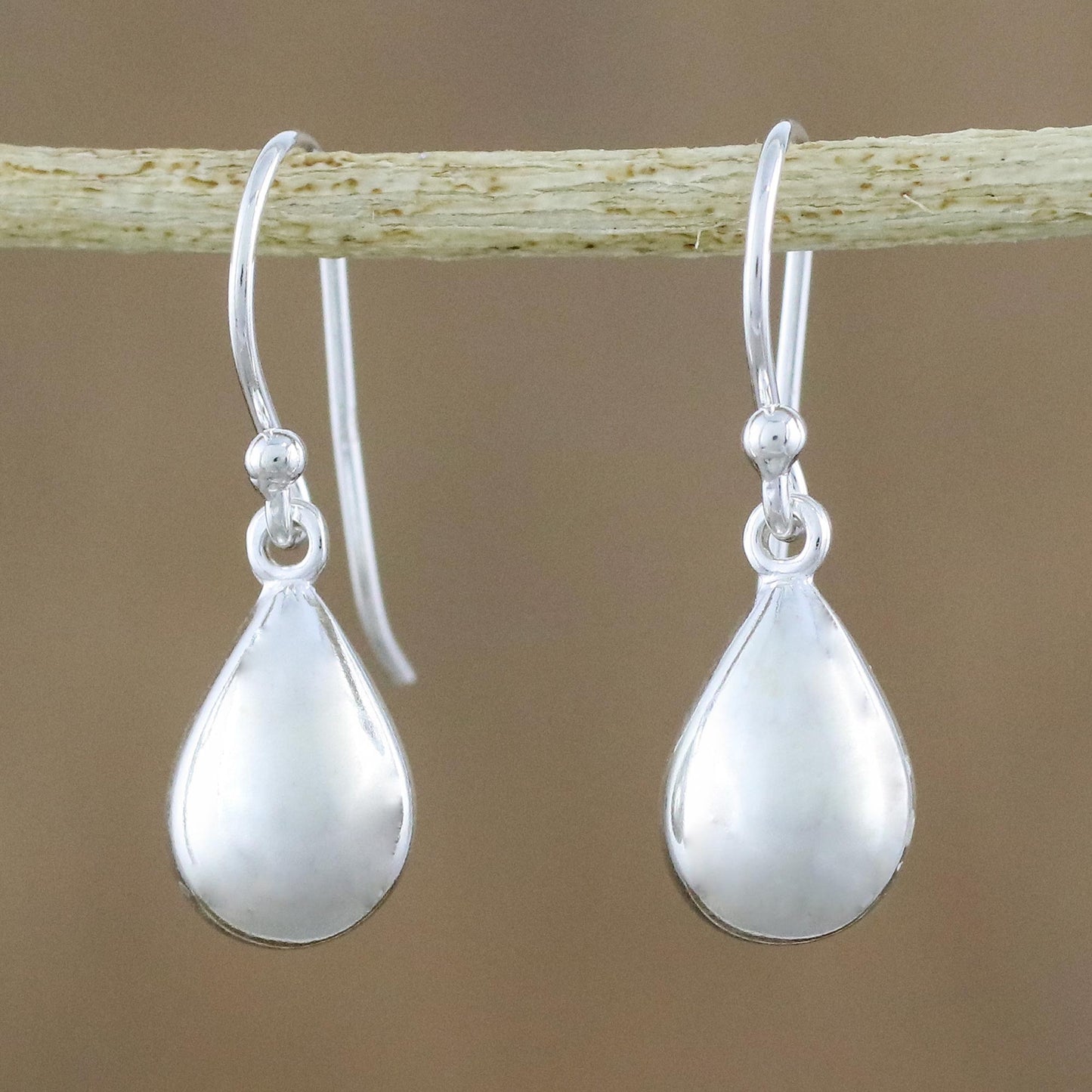 Reflective Drops High-Polish Sterling Silver Dangle Earrings from Thailand