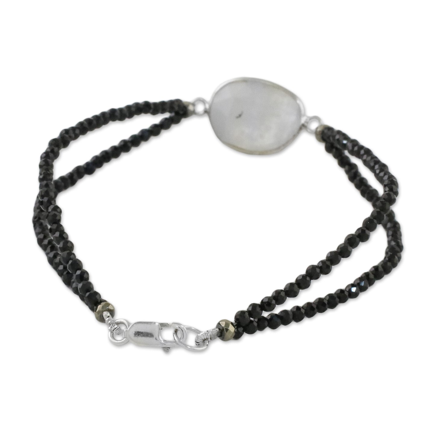 Moon Lover Rainbow Moonstone Beaded Pendant Bracelet from Thailand