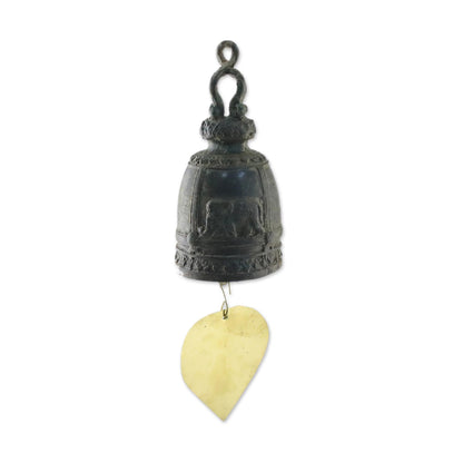 Elephant Song Recycled Decorative Brass Bell with Elephant Motif