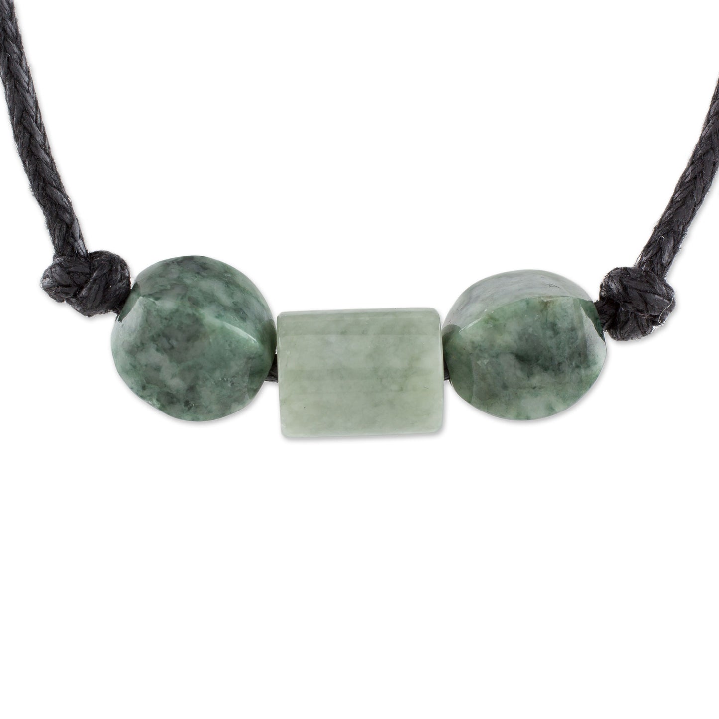 Youthful Love Bicolor Jade Beaded Pendant Necklace from Guatemala