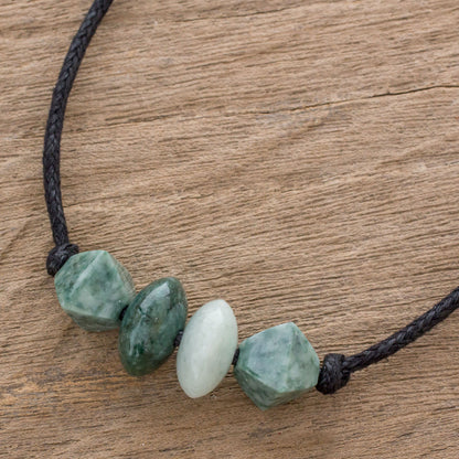 Geometry and Harmony Handcrafted Jade Beaded Pendant Necklace from Guatemala