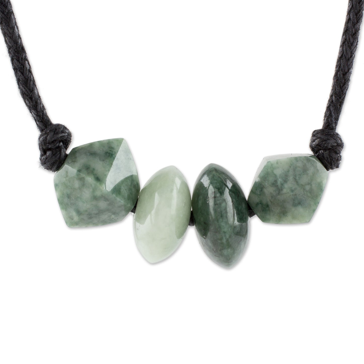 Geometry and Harmony Handcrafted Jade Beaded Pendant Necklace from Guatemala