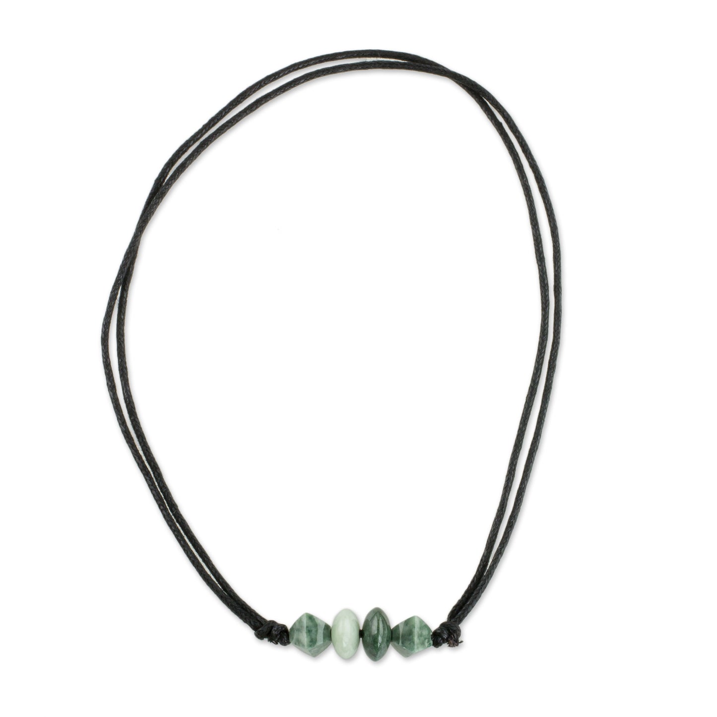 Geometry and Harmony Handcrafted Jade Beaded Pendant Necklace from Guatemala