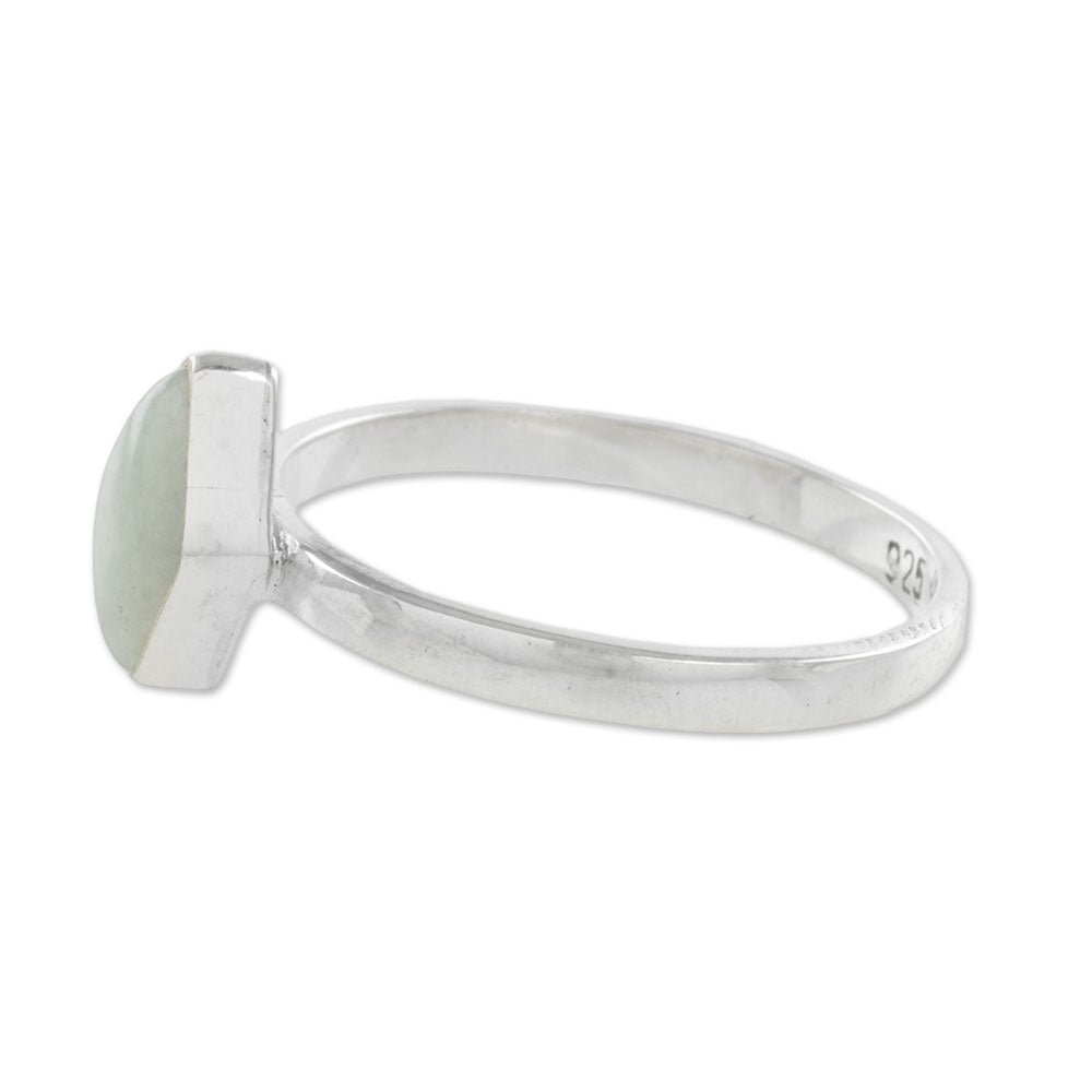 Love Rhombus in Light Green Rhombus Light Green Jade Single-Stone Ring from Guatemal