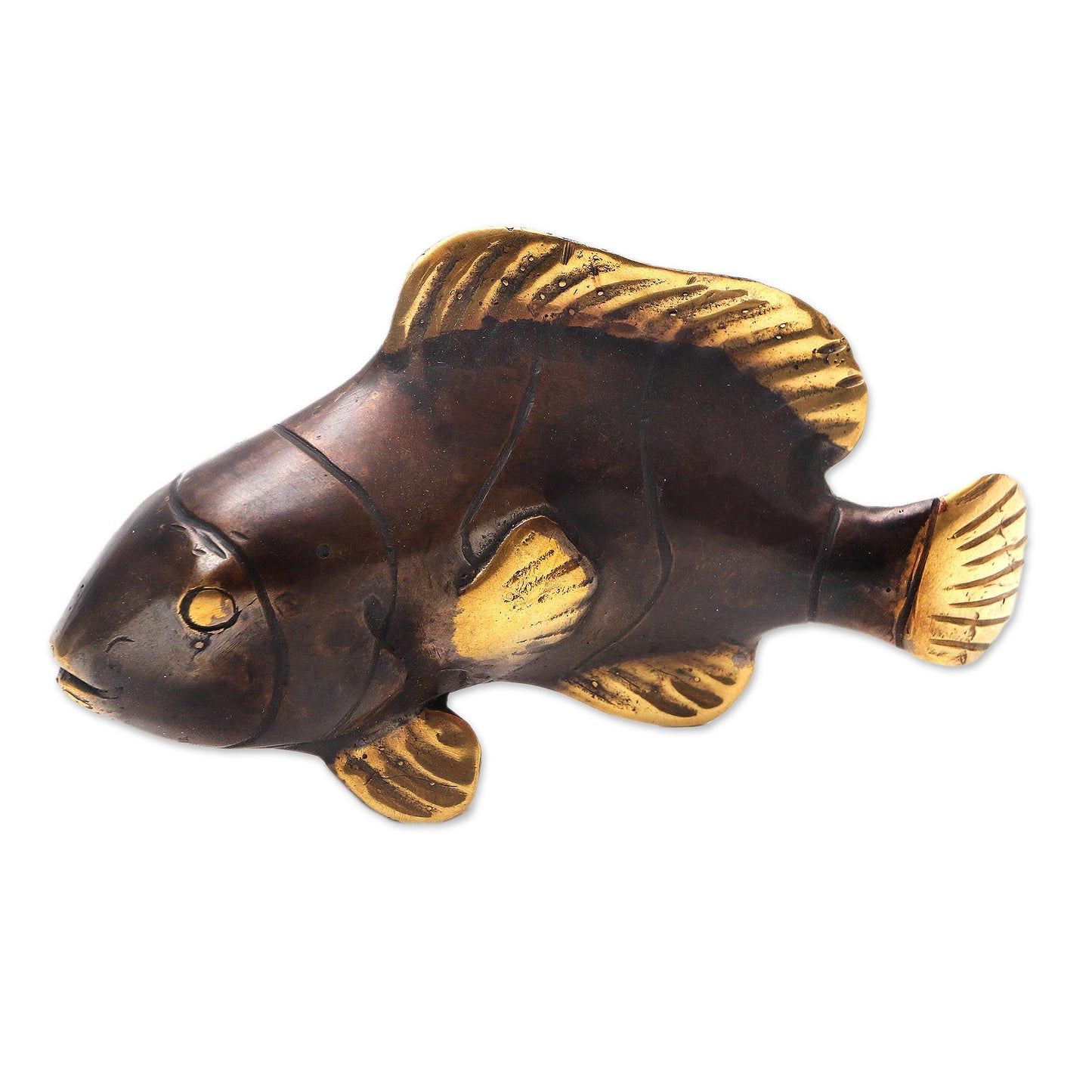 Antique Clownfish Handcrafted Balinese Bronze Clownfish Figurine