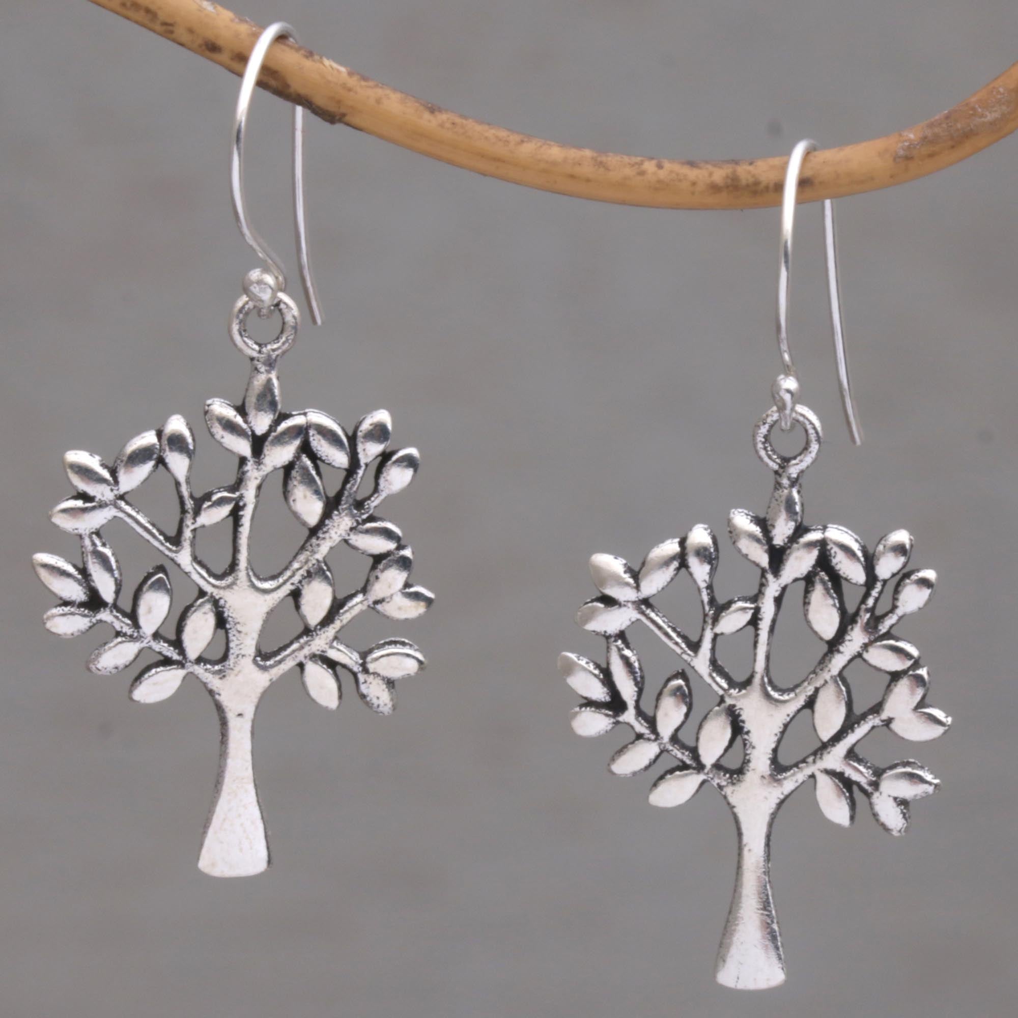 NOVICA Lemon Trees Silver Dangle Earrings | GreaterGood