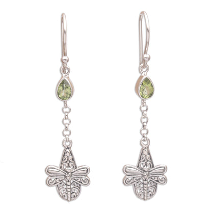 Dragonfly Altar Handmade 925 Sterling Silver Peridot Dragonfly Earrings