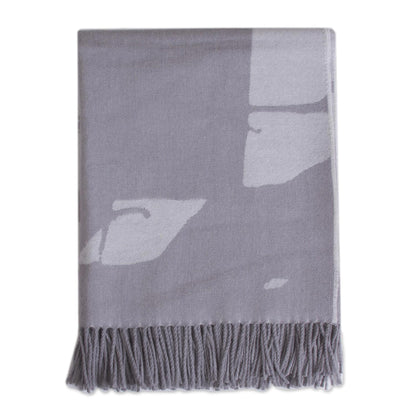 Impact in Grey Grey 100% Baby Alpaca Wool Fringed Blanket