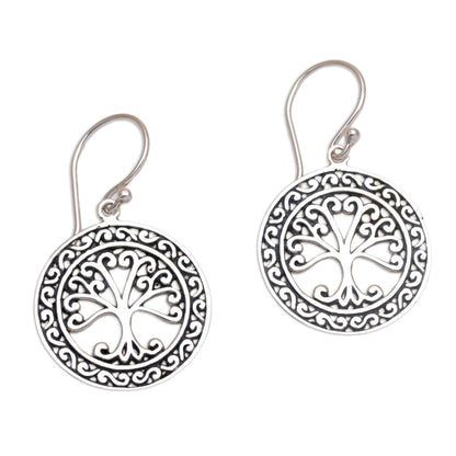 Flourishing Forest Handmade in Bali 925 Sterling Silver Tree Dangle Earrings