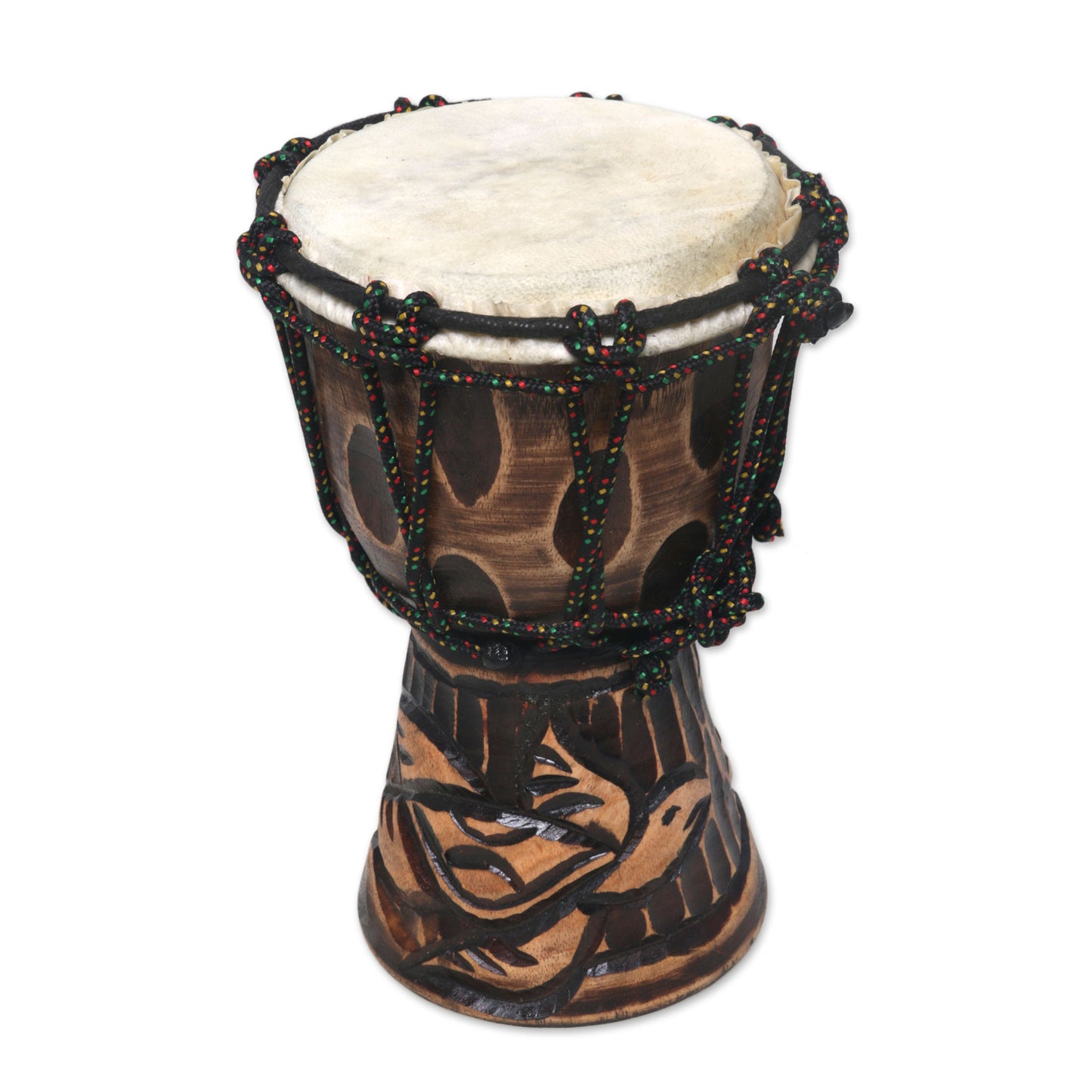 Turtle Beat Turtle-Themed Mahogany Mini Djembe Drum from Bali